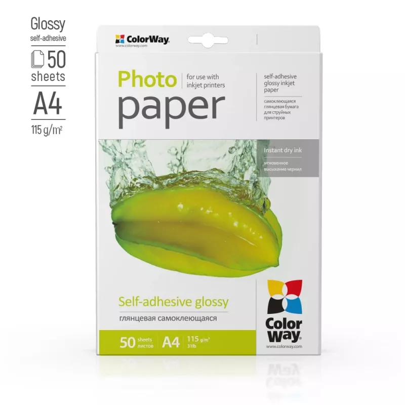 COLORWAY Self-adhesive Photo Paper Glossy 115 g/m² A4 5 Sheets