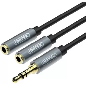 UNITEK Y-C956ABK 3.5mm Mini Jack Male to 2x 3.5mm Female Audio Splitter Adapter Cable - Black