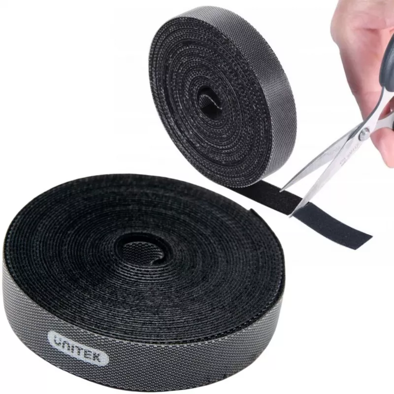 UNITEK OT142BK Hook and Loop Cable Organizer Tape 5m Black