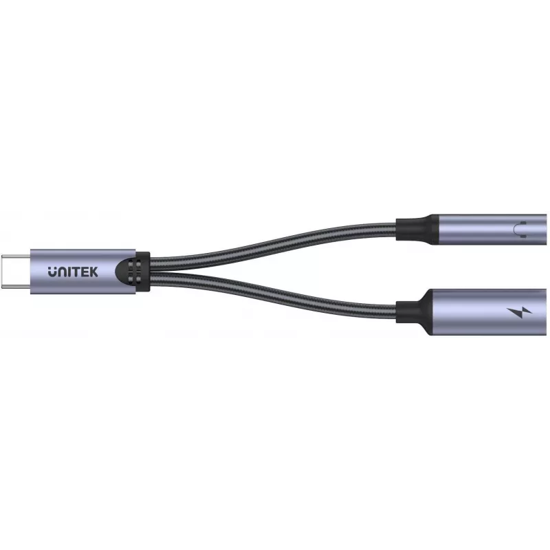 UNITEK USB-C to 3.5mm Audio Jack & USB-C 60W PD Adapter (Space Grey)