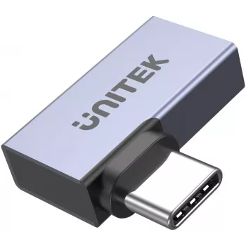 UNITEK USB-C Male to USB-C Female Right-Angle Flat Adapter 40Gbps 100W Space Gray