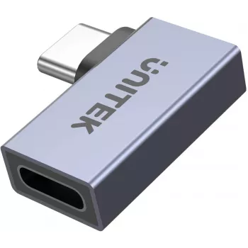 UNITEK USB-C Male to USB-C Female Right-Angle Flat Adapter 40Gbps 100W Space Gray