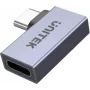 UNITEK USB-C Male to USB-C Female Right-Angle Flat Adapter 40Gbps 100W Space Gray