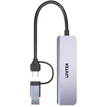 UNITEK 5-in-1 USB-C Hub with SD and MicroSD Card Reader, 5 Gbps, Space Grey