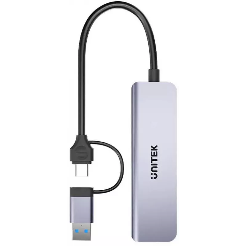 UNITEK 5-in-1 USB-C Hub with SD and MicroSD Card Reader, 5 Gbps, Space Grey