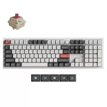 Keychron Q6U-P1 100% Full-Size Mechanical Gaming Keyboard, Gateron G Pro 3.0 Milk POM Red Switch, Hot-Swap, 8K Polling Rate, RGB, QMK/VIA, CNC Aluminum Case, Double-Shot PBT Keycaps, USB-C Wired