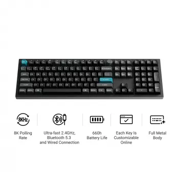Keychron Q6U-P1 100% Full-Size Mechanical Gaming Keyboard, Gateron G Pro 3.0 Milk POM Red Switch, Hot-Swap, 8K Polling Rate, RGB, QMK/VIA, CNC Aluminum Case, Double-Shot PBT Keycaps, USB-C Wired