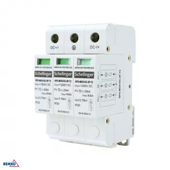 SCHELINGER 3P DC 1200V Type 2 Surge Protection Device (SPD) for PV Systems