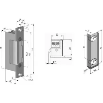 SCOT ES-S12DCN PROFI Symmetrical Low-Current Electric Door Strike 12V DC Fail-Secure