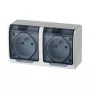 ELEKTRO-PLAST NASIELSK Hermes GNT Double Weatherproof Socket 16A IP44 with Smoked Flap 0322-01
