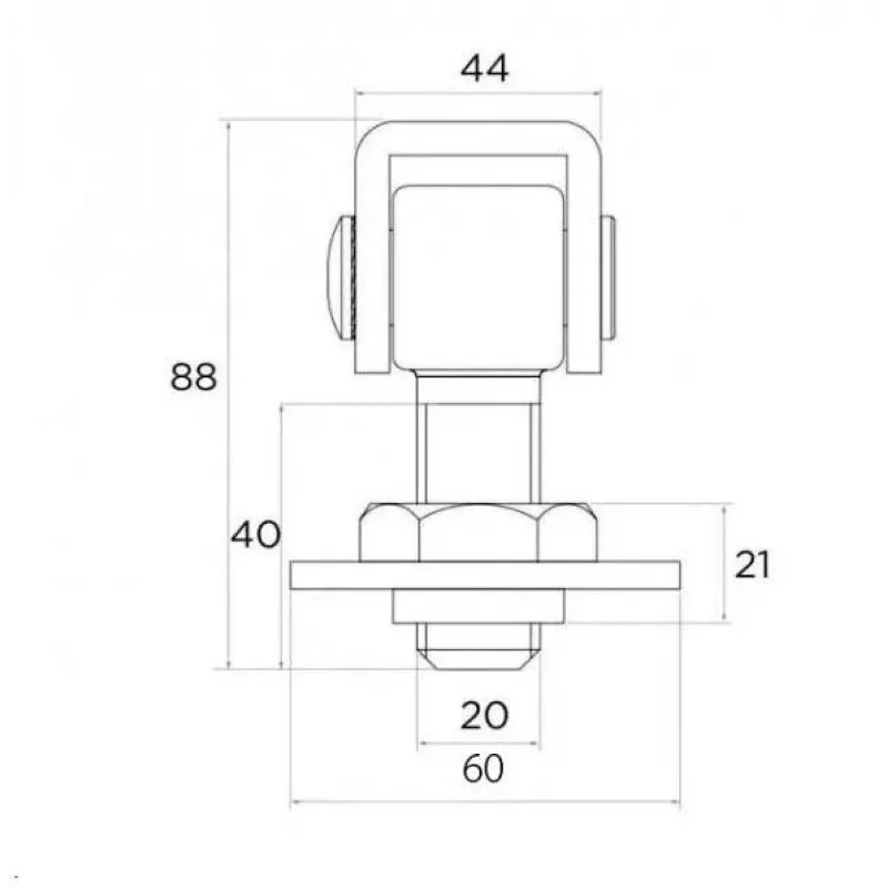 PSG 61.013 Weld-On Hinge M20 Thread (Adjustable)