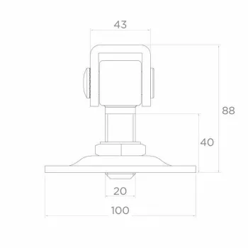 PSG 61.019 Adjustable Weld-On Hinge with Mounting Plate 100x100x4mm - M20 Thread