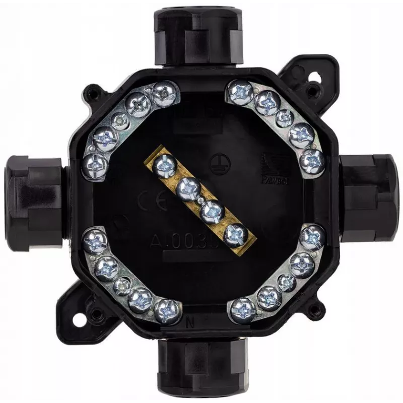 PAWBOL A.0035C Surface-Mounted Hermetic Junction Box PG16, IP67 (5x4mm²), Black
