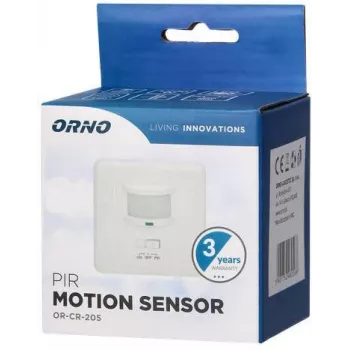 ORNO OR-CR-205 PIR Motion Sensor, 360°, 6m, 230V, White, Recessed Ceiling Mount