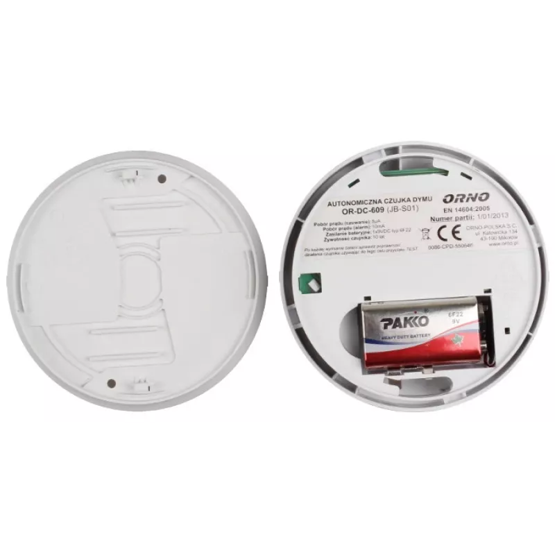 ORNO OR-DC-609 Smoke and Heat Detector, 9V Battery, White