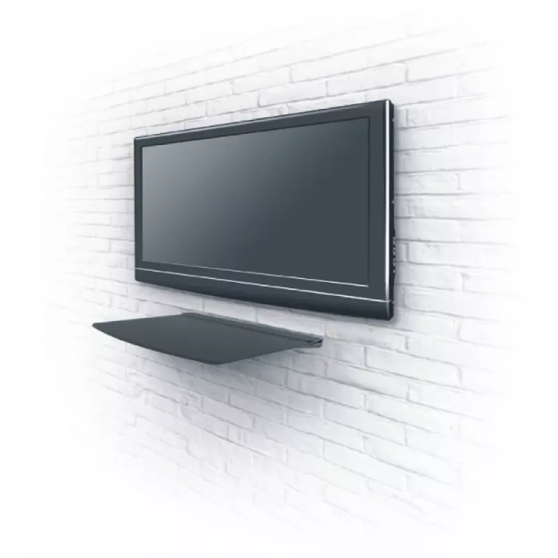 Red Eagle One Glass Shelf - Wall Mounted Tempered Glass Shelf with Steel Brackets, 350x250mm, Black