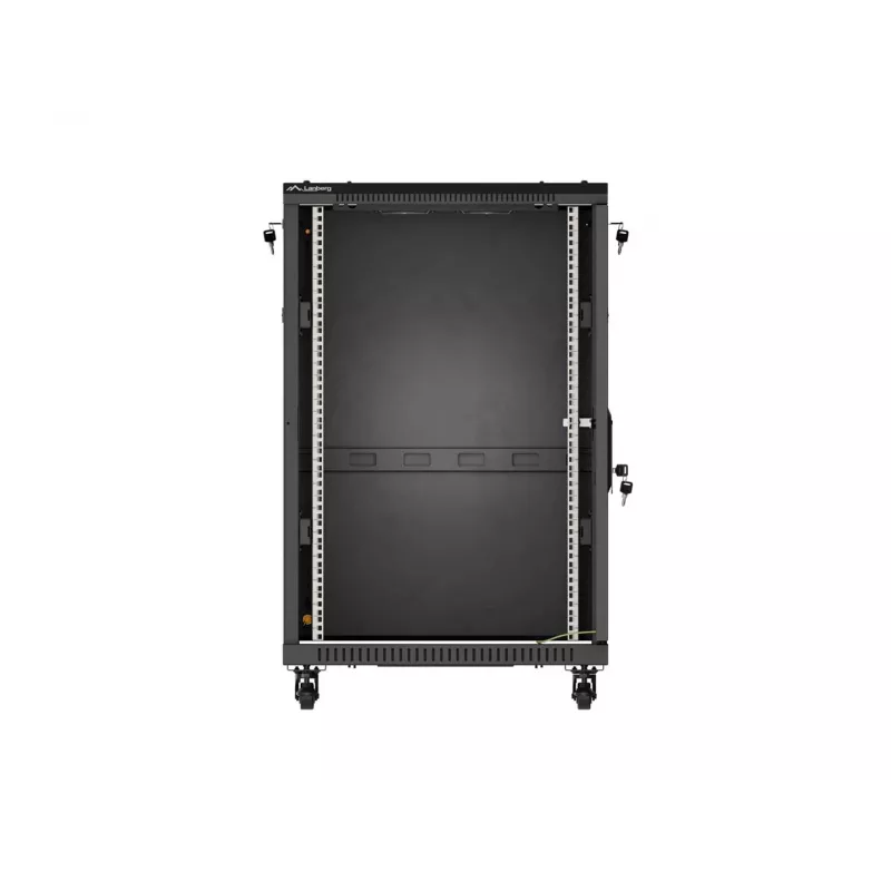 Lanberg 19 inch 18U 600x600 Black Floor-Standing Rack Cabinet with Glass Door (Flat Pack)