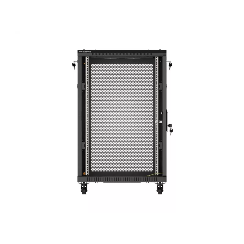 Lanberg 19 inch 18U 600x600 Black Floor-Standing Rack Cabinet with Perforated Door (Flat Pack)