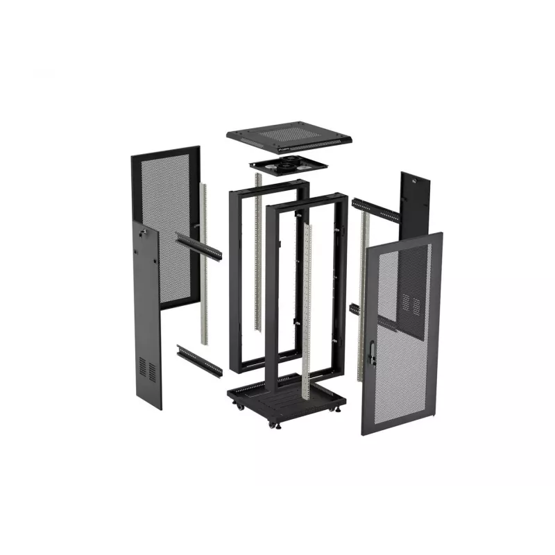 Lanberg 19 inch 18U 600x600 Black Floor-Standing Rack Cabinet with Perforated Door (Flat Pack)