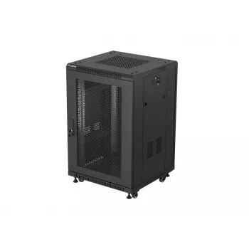 Lanberg 19 inch 18U 600x600 Black Floor-Standing Rack Cabinet with Perforated Door (Flat Pack)