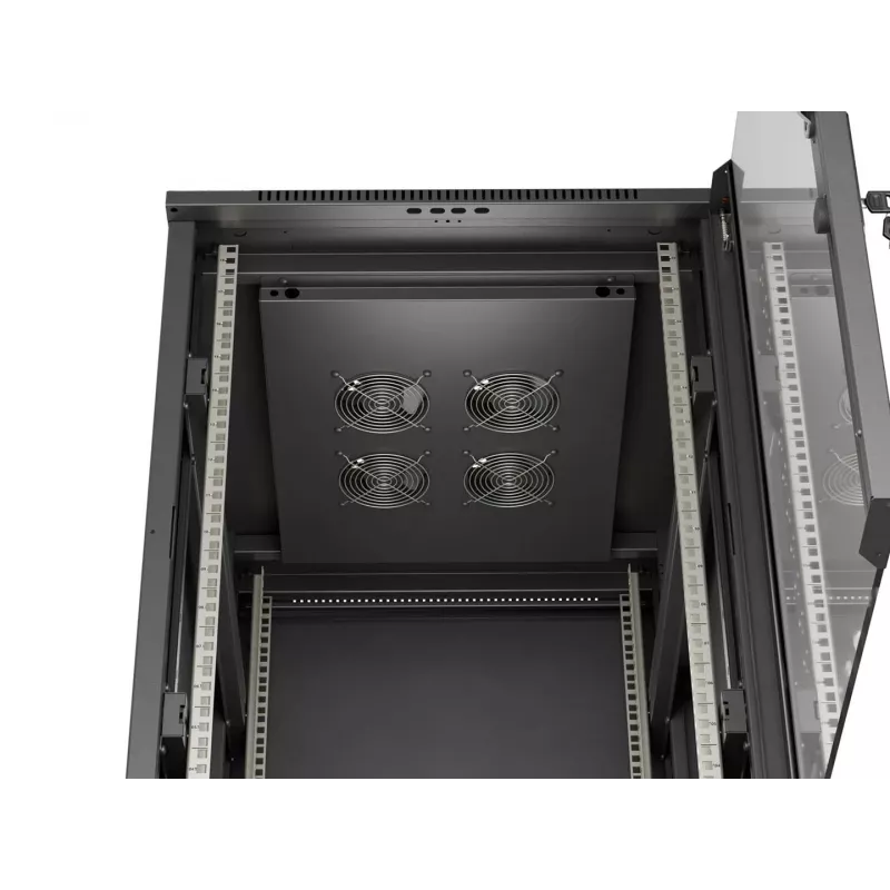 LANBERG 18U 19-inch Floor-Standing Server Rack Cabinet 600x800mm Black Tempered Glass Door (Flat Pack)