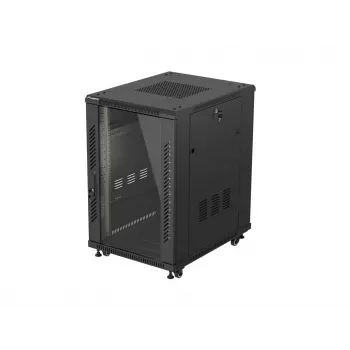 LANBERG 18U 19-inch Floor-Standing Server Rack Cabinet 600x800mm Black Tempered Glass Door (Flat Pack)