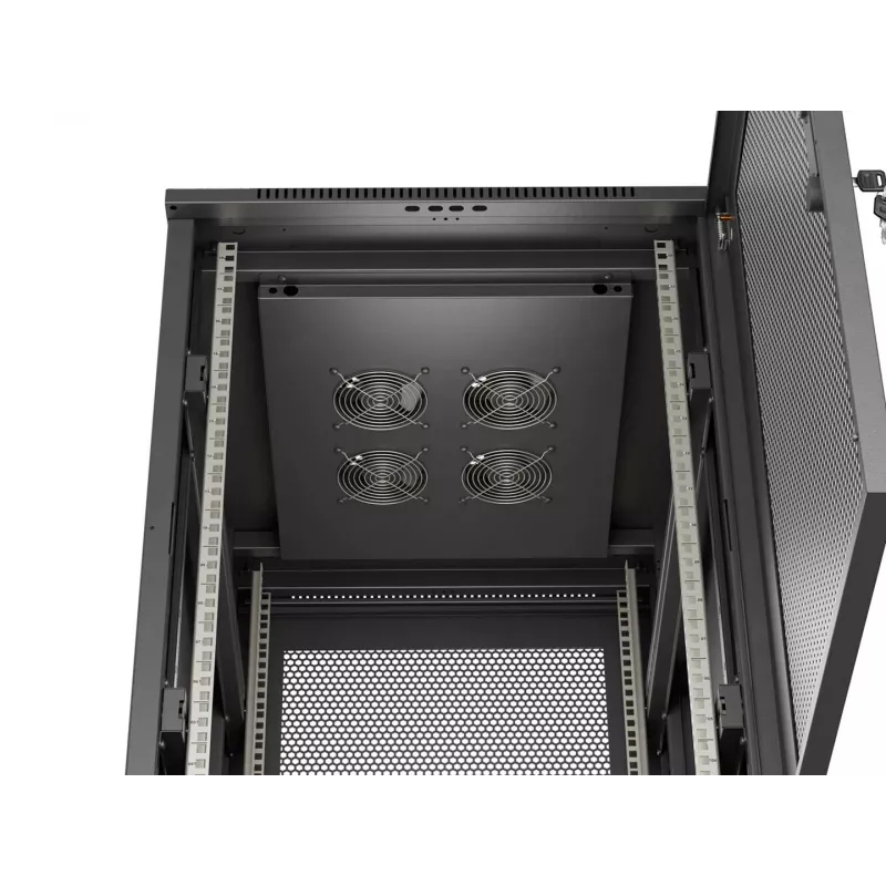 Lanberg 19 inch 18U 600x800 mm Black Floor-Standing Rack Cabinet with Perforated Doors (Flat Pack)