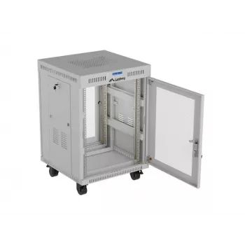Lanberg FF01-6615-23SL Freestanding 19 inch Rack Cabinet 15U 600x600 Grey Perforated Door LCD Flat Pack