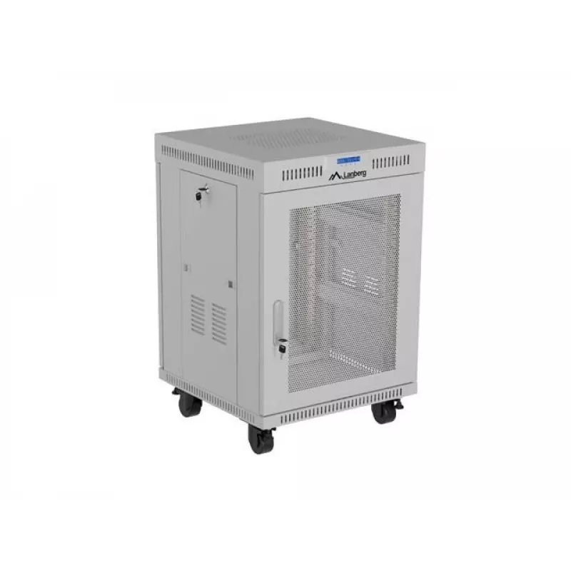Lanberg FF01-6615-23SL Freestanding 19 inch Rack Cabinet 15U 600x600 Grey Perforated Door LCD Flat Pack