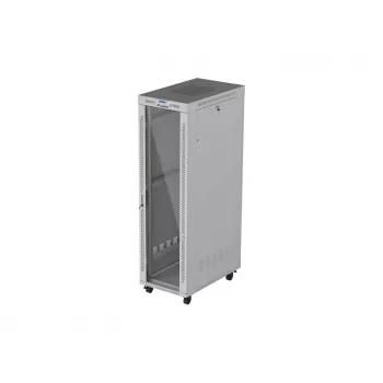 LANBERG 19 inch 42U Floor-Standing Rack Cabinet 600x1000 mm Grey Tempered Glass Door LCD Display Flat Pack