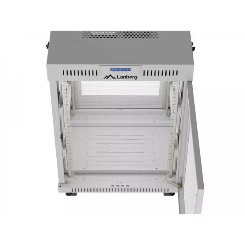 Lanberg 19 inch 15U 600x800 Grey Floor-Standing Rack Cabinet with Perforated Door and LCD (Flat Pack)