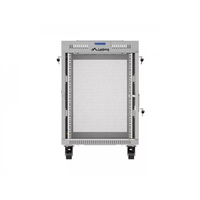 Lanberg 19 inch 15U 600x800 Grey Floor-Standing Rack Cabinet with Perforated Door and LCD (Flat Pack)