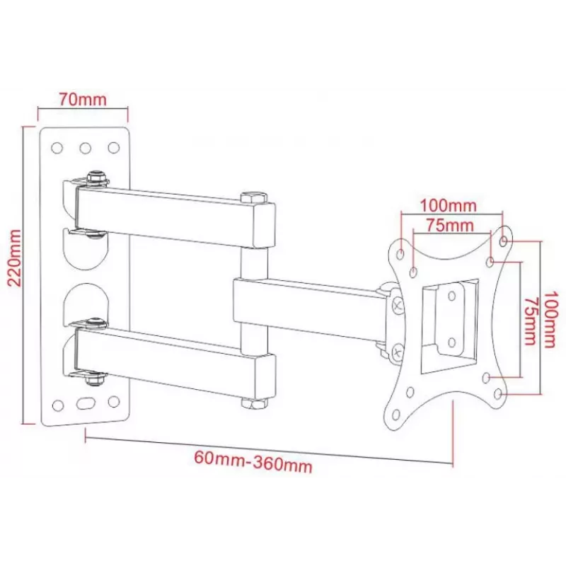 ART AR-57A Fixed TV Wall Mount for LED/LCD 17-42 inch Black