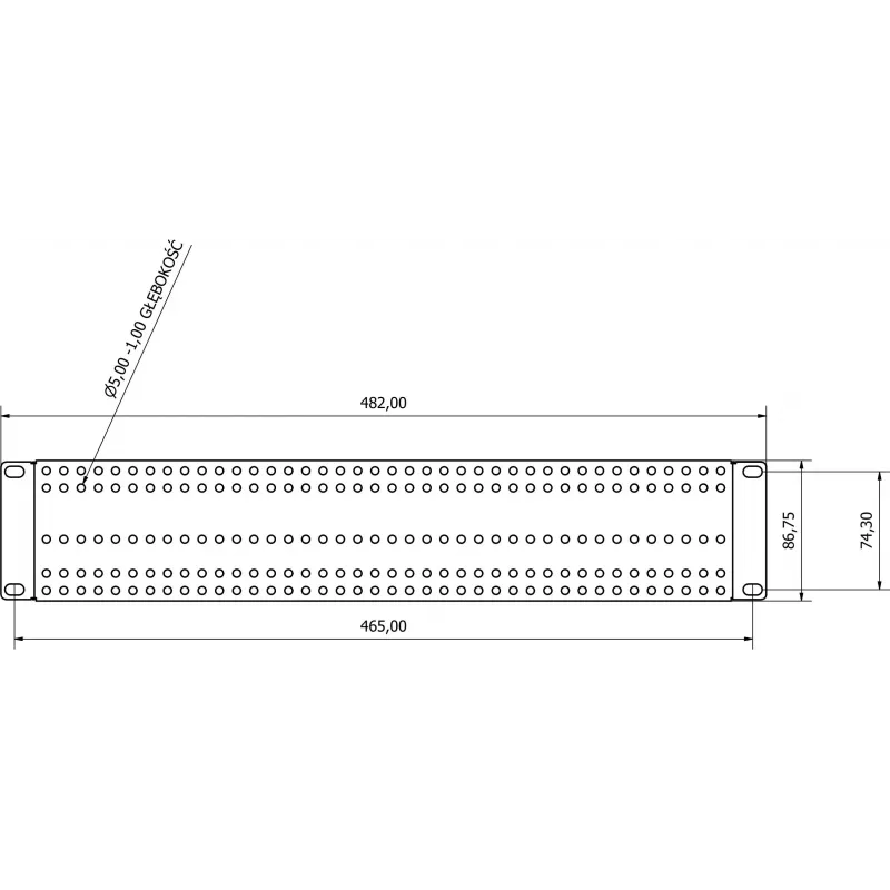 ATTE ADD-RACK2U1 2U 19-Inch Rack Mounting Adapter with Simple Mounting Holes, Black