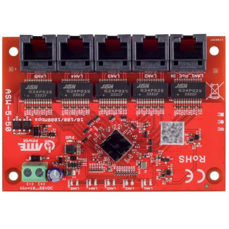 ATTE ASW-5-50-OF 5-Port Unmanaged PoE Switch, 4 PoE Ports, 50W Budget, 10/100 Mbps, Metal Housing