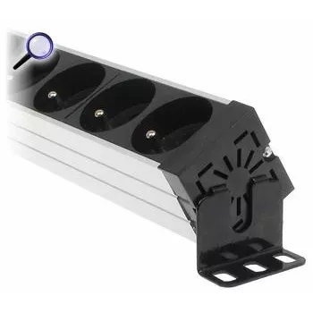 DELTA PD-7K/RACK 7-Outlet Schuko Power Strip 1U Rack Mount 230V 10A 2300W 3m Cable Black