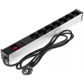 DELTA PD-7K/RACK 7-Outlet Schuko Power Strip 1U Rack Mount 230V 10A 2300W 3m Cable Black