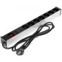 DELTA PD-7K/RACK 7-Outlet Schuko Power Strip 1U Rack Mount 230V 10A 2300W 3m Cable Black