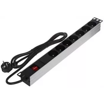 DELTA PD-7/RACK Power Strip 7 Sockets 19-inch Rack Mount 1U Schuko Black