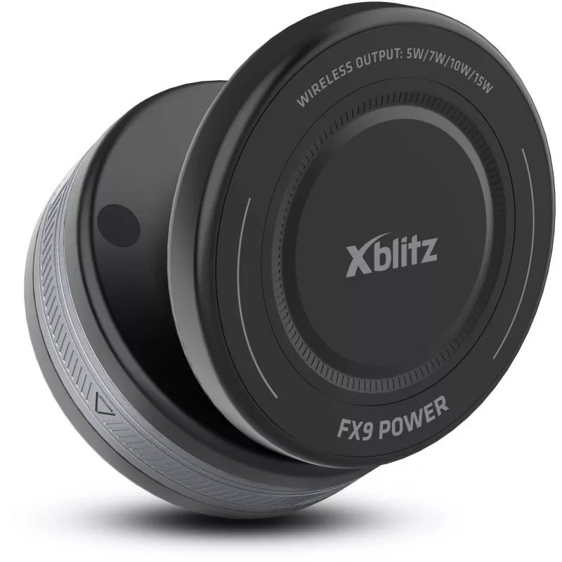 Xblitz FX9 Power Car Charging Holder with Qi Wireless Charging, 10W, Automatic Clamp, Suction Cup Mount