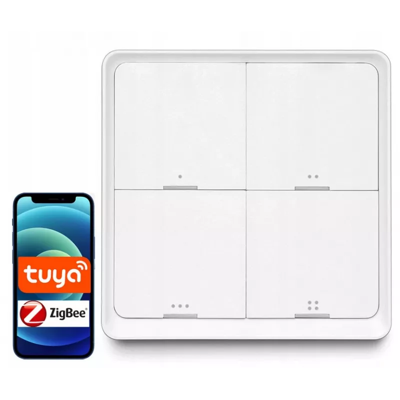 LUXURY-GOODS SC04 ZigBee TUYA Smart Scene Switch – 4 Buttons, 12 Scenes, White