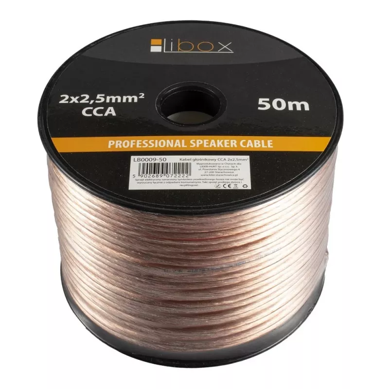 Libox Speaker Cable 2x2.50mm LB0009-50 Audio Cable 50 m Transparent