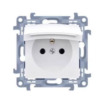 KONTAKT SIMON 10 Module White Socket 1x Z/U with Flap IP44 Screw Terminals 16A 250V