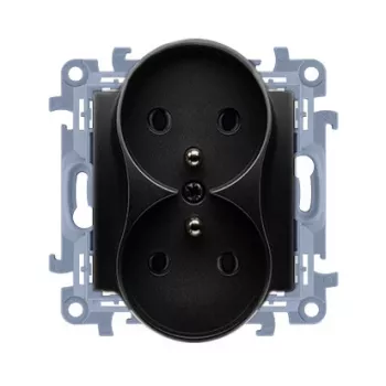 KONTAKT SIMON 10 Module Double Socket 2x Z/U Screw Terminals 16A 250V Matte Black