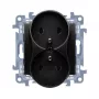 KONTAKT SIMON 10 Module Double Socket 2x Z/U Screw Terminals 16A 250V Matte Black
