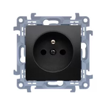 KONTAKT SIMON 10 Module Black Matt Socket 1x Z/U with Shutters Quick Connectors 16A 250V