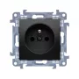 KONTAKT SIMON 10 Module Black Matt Socket 1x Z/U with Shutters Quick Connectors 16A 250V