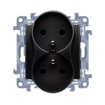 KONTAKT SIMON 10 Module 2x Socket Outlet Type F Matte Black Screw Terminals 16A 250V
