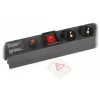 DELTA L19/7F Surge Protected Power Strip with 7 Schuko Sockets, 1.5m Cable, Black