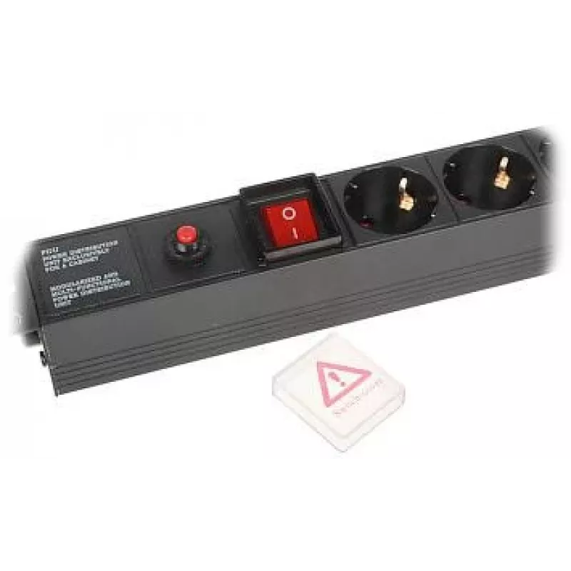 DELTA L19/7F Surge Protected Power Strip with 7 Schuko Sockets, 1.5m Cable, Black